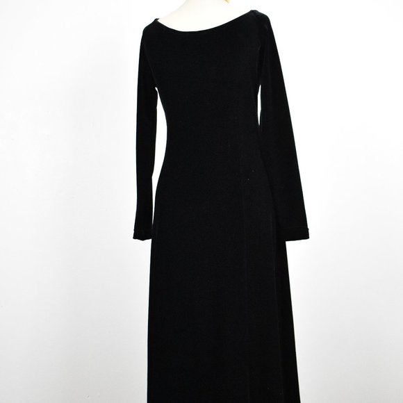 Vintage  Moda Intl Black Velvet Long Dress - Picture 3 of 5